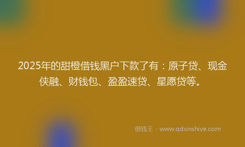 2025年的甜橙借钱黑户下款了有：原子贷、现金侠融、财钱包、盈盈速贷、星愿贷等。