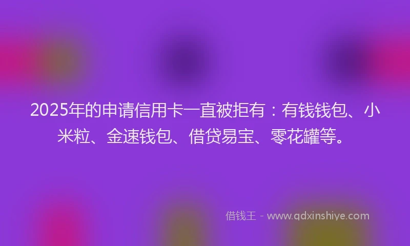 2025年的申请信用卡一直被拒有：有钱钱包、小米粒、金速钱包、借贷易宝、零花罐等。