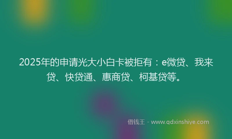 2025年的申请光大小白卡被拒有：e微贷、我来贷、快贷通、惠商贷、柯基贷等。