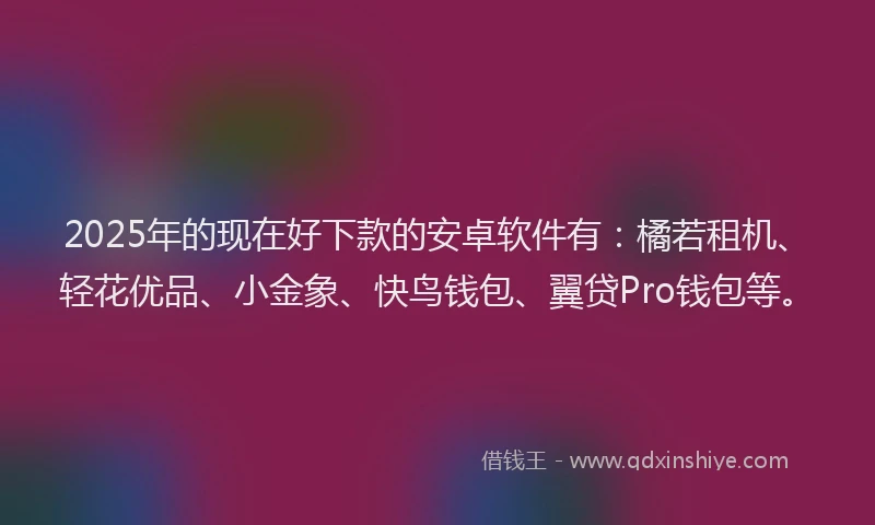 2025年的现在好下款的安卓软件有：橘若租机、轻花优品、小金象、快鸟钱包、翼贷Pro钱包等。