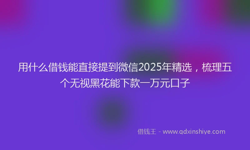 用什么借钱能直接提到微信2025年精选，梳理五个无视黑花能下款一万元口子