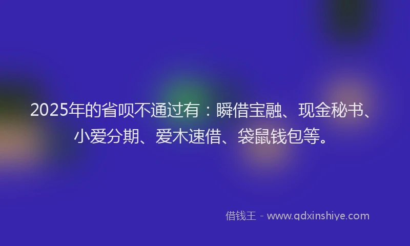 2025年的省呗不通过有：瞬借宝融、现金秘书、小爱分期、爱木速借、袋鼠钱包等。