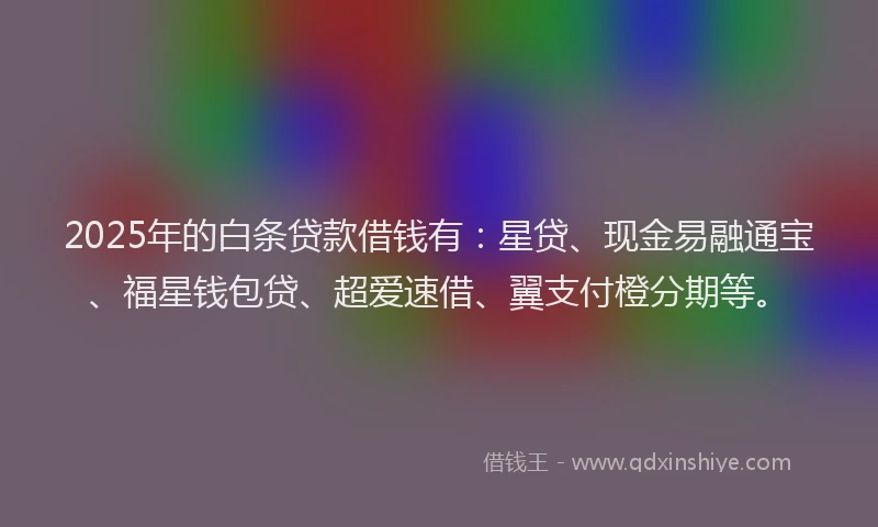 2025年的白条贷款借钱有：星贷、现金易融通宝、福星钱包贷、超爱速借、翼支付橙分期等。