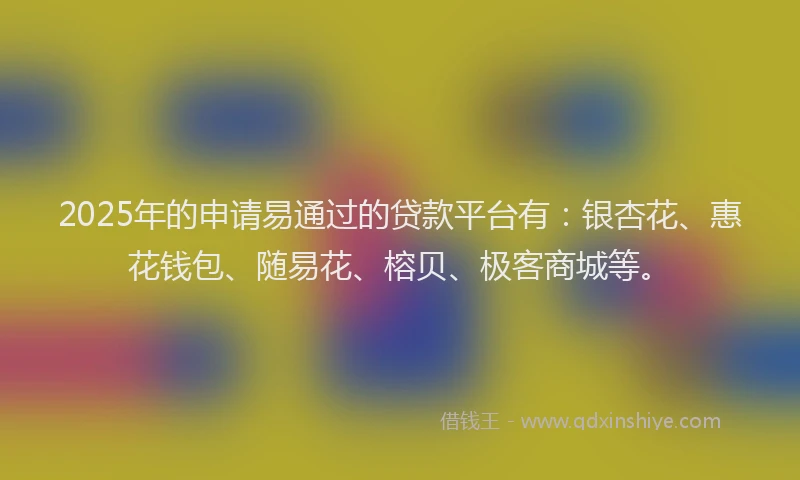 2025年的申请易通过的贷款平台有：银杏花、惠花钱包、随易花、榕贝、极客商城等。