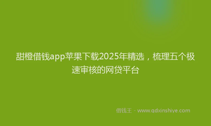 甜橙借钱app苹果下载2025年精选，梳理五个极速审核的网贷平台