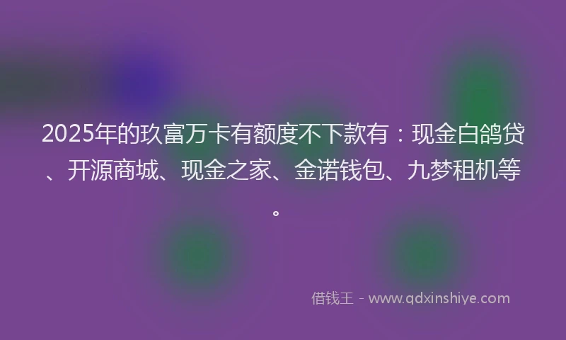 2025年的玖富万卡有额度不下款有：现金白鸽贷、开源商城、现金之家、金诺钱包、九梦租机等。