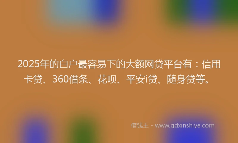 2025年的白户最容易下的大额网贷平台有：信用卡贷、360借条、花呗、平安i贷、随身贷等。