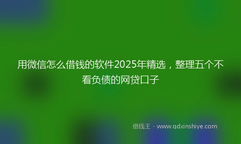 用微信怎么借钱的软件2025年精选，整理五个不看负债的网贷口子