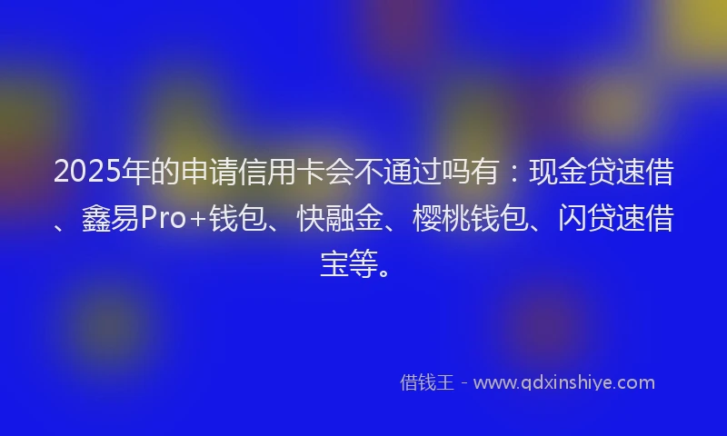 2025年的申请信用卡会不通过吗有：现金贷速借、鑫易Pro+钱包、快融金、樱桃钱包、闪贷速借宝等。