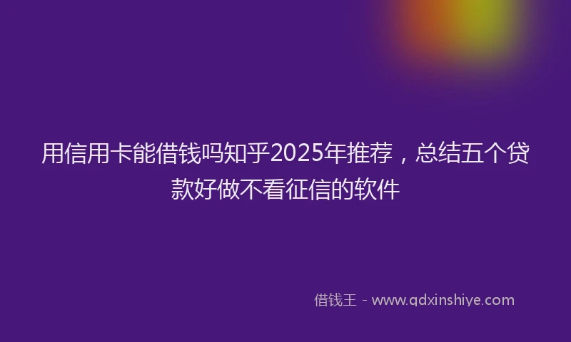 用信用卡能借钱吗知乎2025年推荐，总结五个贷款好做不看征信的软件