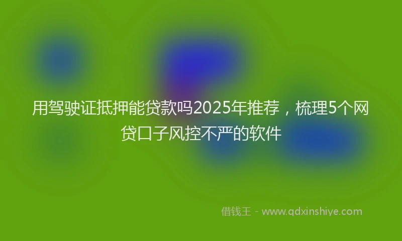 用驾驶证抵押能贷款吗2025年推荐，梳理5个网贷口子风控不严的软件