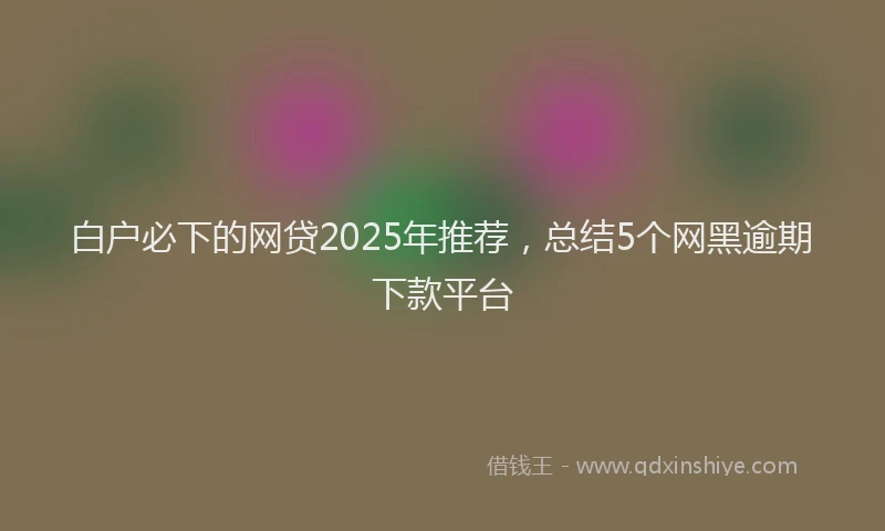 白户必下的网贷2025年推荐，总结5个网黑逾期下款平台