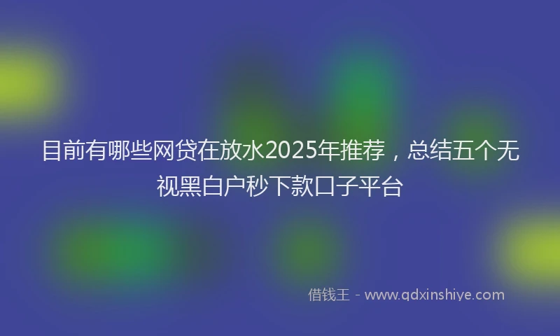 目前有哪些网贷在放水2025年推荐，总结五个无视黑白户秒下款口子平台