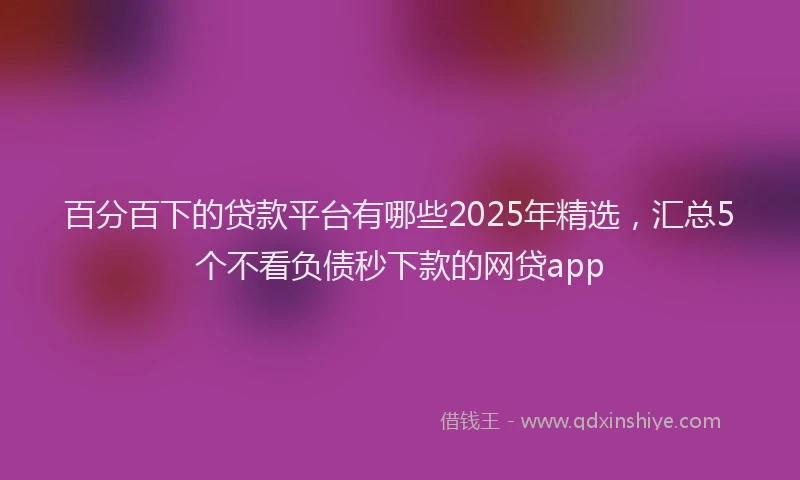 百分百下的贷款平台有哪些2025年精选，汇总5个不看负债秒下款的网贷app