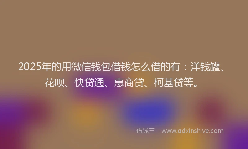 2025年的用微信钱包借钱怎么借的有：洋钱罐、花呗、快贷通、惠商贷、柯基贷等。