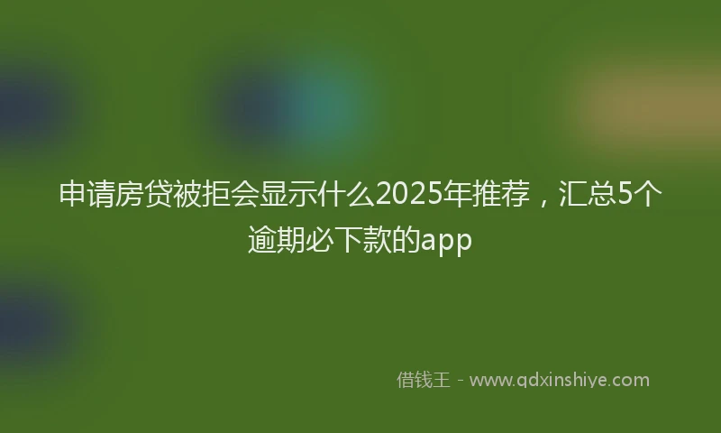 申请房贷被拒会显示什么2025年推荐，汇总5个逾期必下款的app