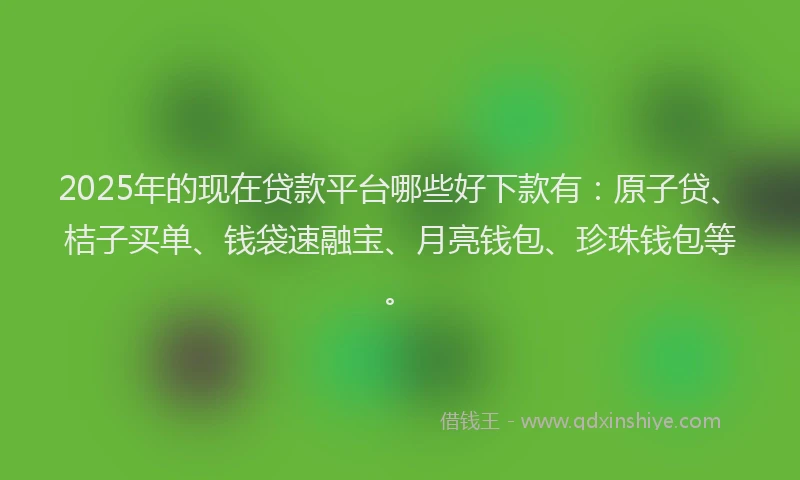 2025年的现在贷款平台哪些好下款有：原子贷、桔子买单、钱袋速融宝、月亮钱包、珍珠钱包等。