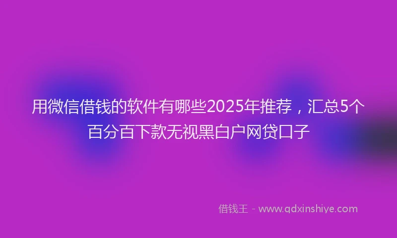 用微信借钱的软件有哪些2025年推荐，汇总5个百分百下款无视黑白户网贷口子