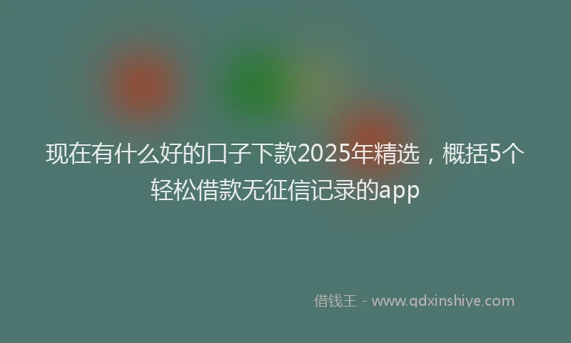 现在有什么好的口子下款2025年精选，概括5个轻松借款无征信记录的app