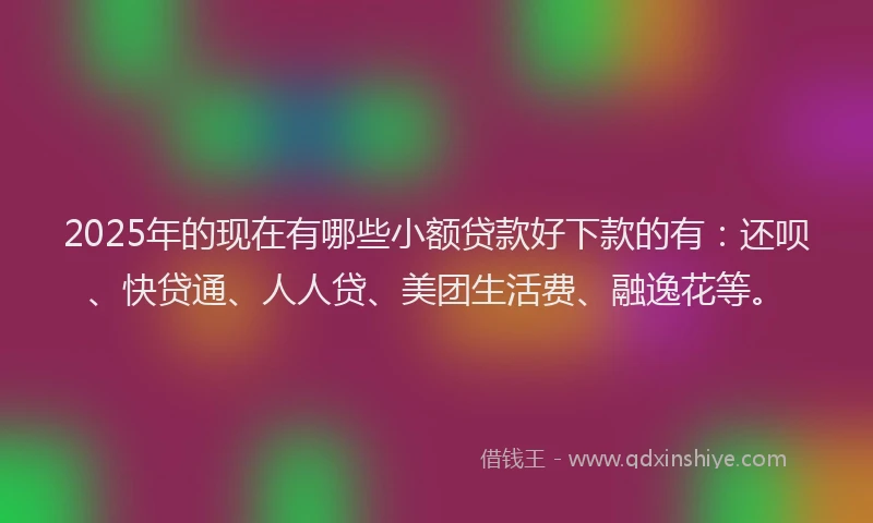 2025年的现在有哪些小额贷款好下款的有：还呗、快贷通、人人贷、美团生活费、融逸花等。