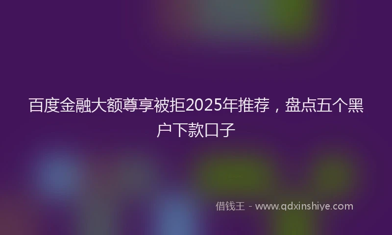 百度金融大额尊享被拒2025年推荐，盘点五个黑户下款口子
