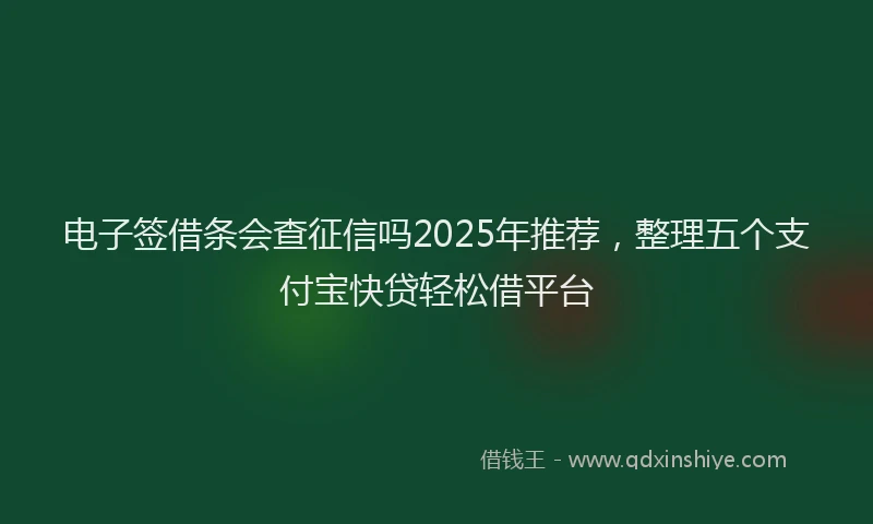 电子签借条会查征信吗2025年推荐，整理五个支付宝快贷轻松借平台