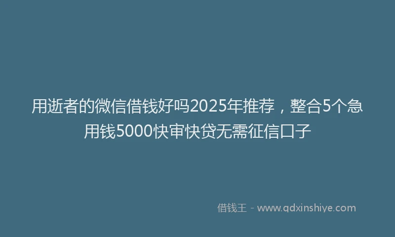 用逝者的微信借钱好吗2025年推荐，整合5个急用钱5000快审快贷无需征信口子