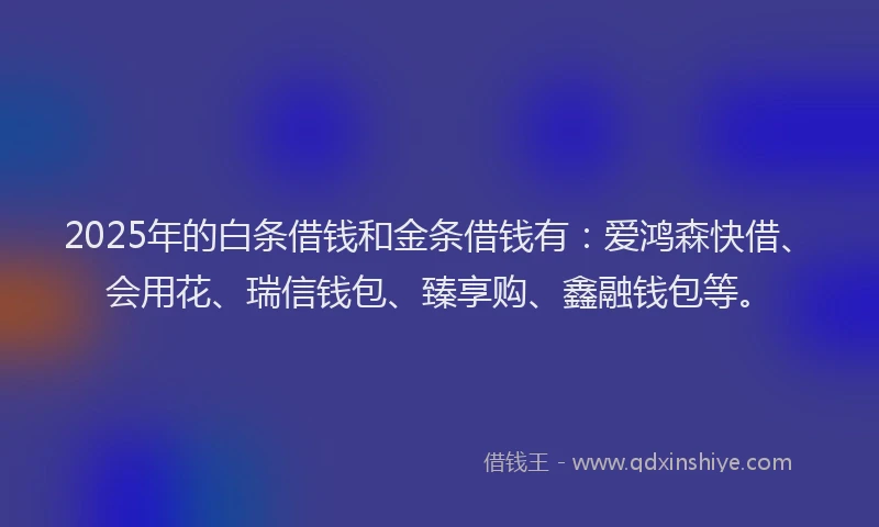 2025年的白条借钱和金条借钱有：爱鸿森快借、会用花、瑞信钱包、臻享购、鑫融钱包等。