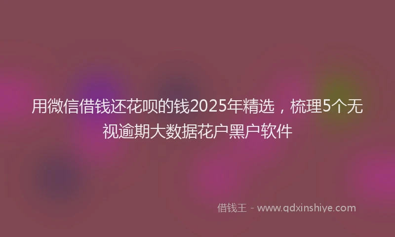 用微信借钱还花呗的钱2025年精选，梳理5个无视逾期大数据花户黑户软件
