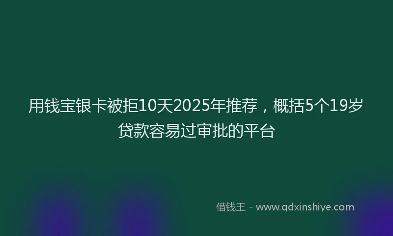 用钱宝银卡被拒10天2025年推荐，概括5个19岁贷款容易过审批的平台