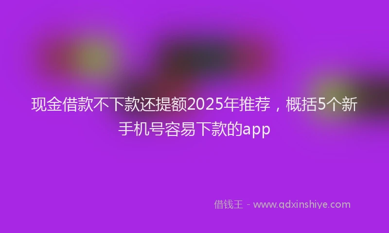 现金借款不下款还提额2025年推荐，概括5个新手机号容易下款的app