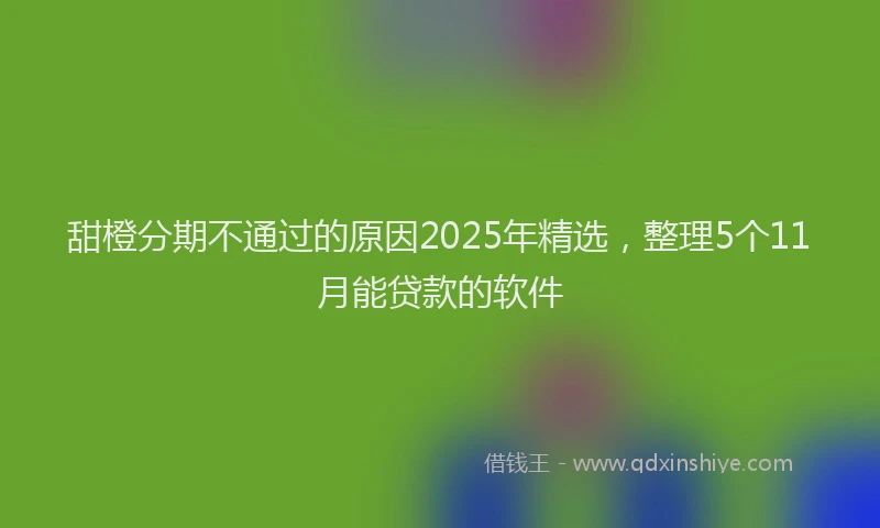 甜橙分期不通过的原因2025年精选，整理5个11月能贷款的软件