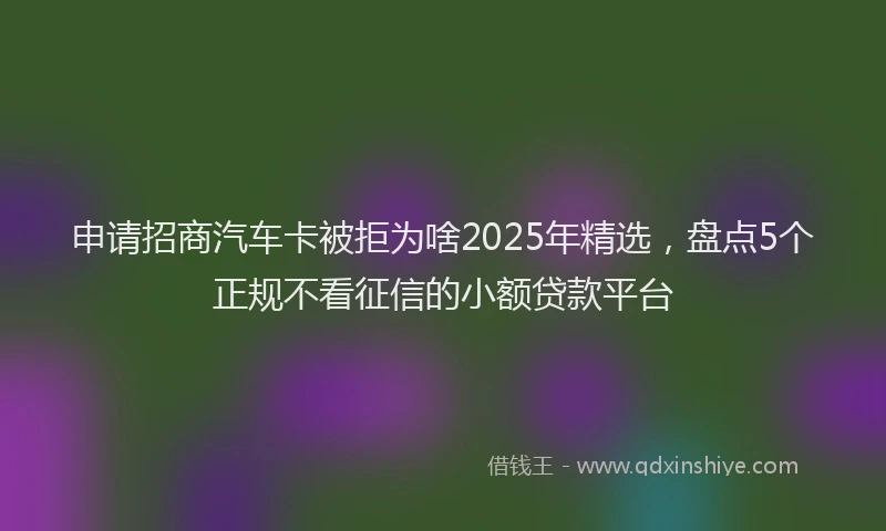 申请招商汽车卡被拒为啥2025年精选，盘点5个正规不看征信的小额贷款平台