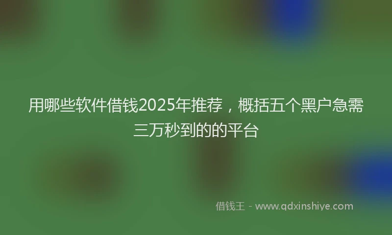 用哪些软件借钱2025年推荐，概括五个黑户急需三万秒到的的平台
