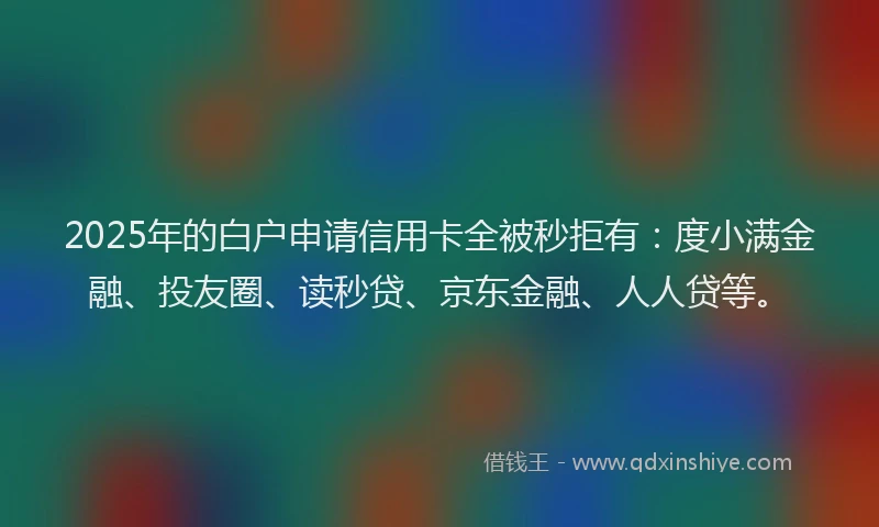 2025年的白户申请信用卡全被秒拒有：度小满金融、投友圈、读秒贷、京东金融、人人贷等。