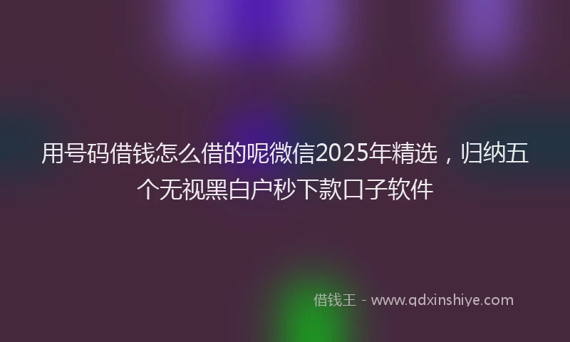 用号码借钱怎么借的呢微信2025年精选，归纳五个无视黑白户秒下款口子软件