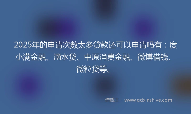 2025年的申请次数太多贷款还可以申请吗有：度小满金融、滴水贷、中原消费金融、微博借钱、微粒贷等。