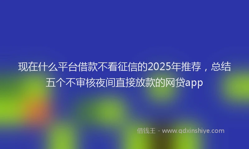 现在什么平台借款不看征信的2025年推荐，总结五个不审核夜间直接放款的网贷app