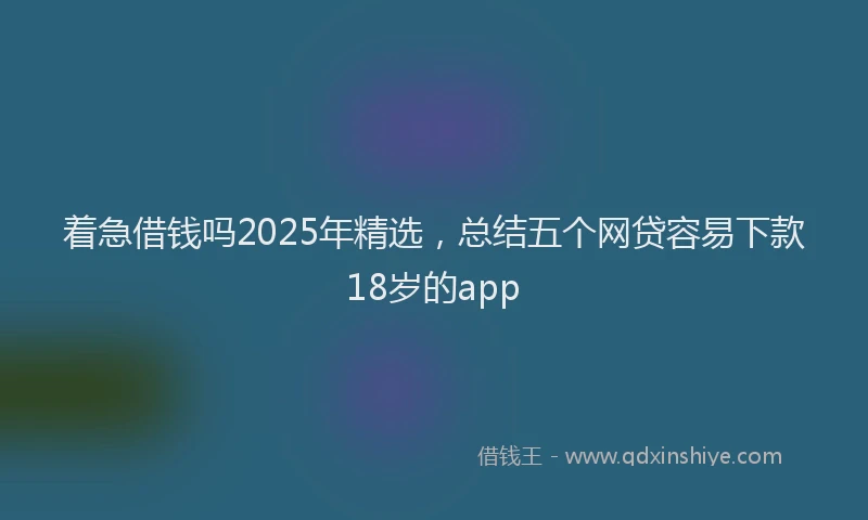 着急借钱吗2025年精选，总结五个网贷容易下款18岁的app