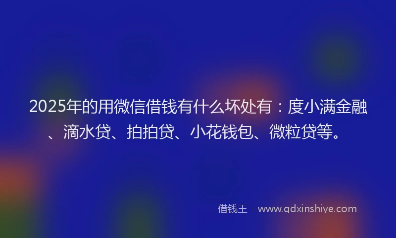 2025年的用微信借钱有什么坏处有：度小满金融、滴水贷、拍拍贷、小花钱包、微粒贷等。