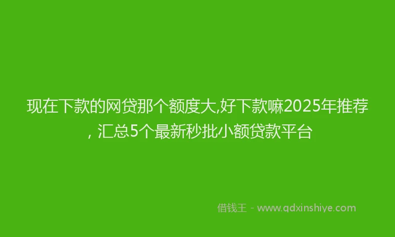 现在下款的网贷那个额度大,好下款嘛2025年推荐，汇总5个最新秒批小额贷款平台