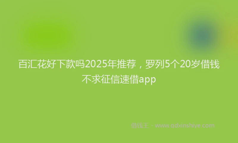 百汇花好下款吗2025年推荐，罗列5个20岁借钱不求征信速借app