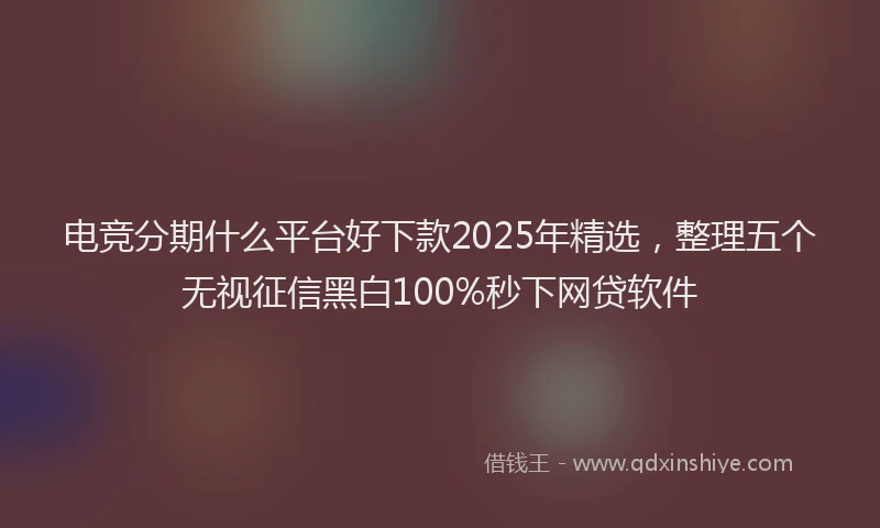 电竞分期什么平台好下款2025年精选，整理五个无视征信黑白100%秒下网贷软件