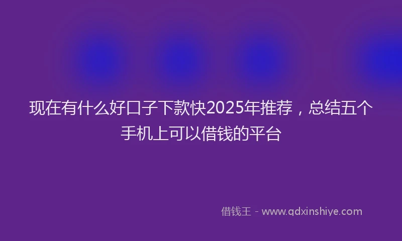 现在有什么好口子下款快2025年推荐，总结五个手机上可以借钱的平台