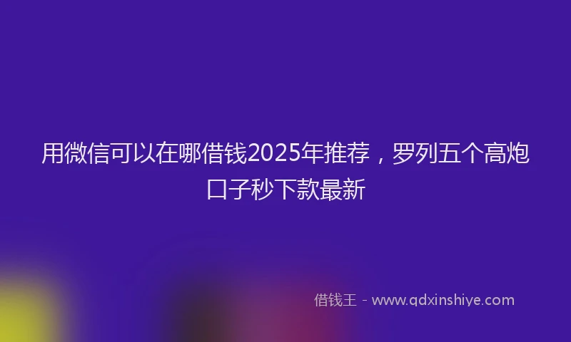 用微信可以在哪借钱2025年推荐，罗列五个高炮口子秒下款最新