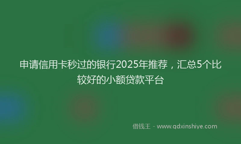 申请信用卡秒过的银行2025年推荐，汇总5个比较好的小额贷款平台
