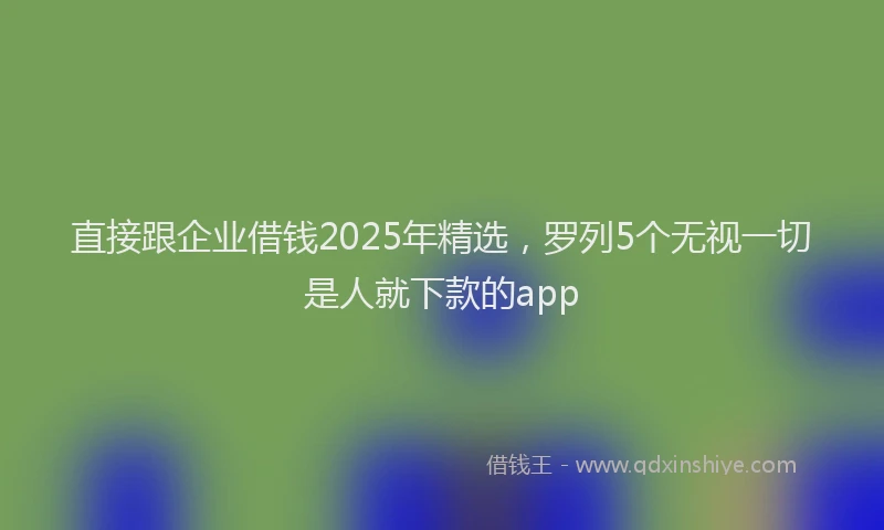 直接跟企业借钱2025年精选，罗列5个无视一切是人就下款的app