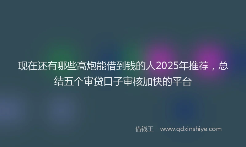 现在还有哪些高炮能借到钱的人2025年推荐，总结五个审贷口子审核加快的平台