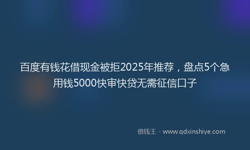 百度有钱花借现金被拒2025年推荐，盘点5个急用钱5000快审快贷无需征信口子