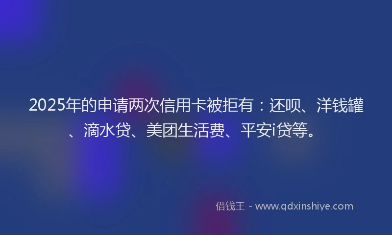 2025年的申请两次信用卡被拒有：还呗、洋钱罐、滴水贷、美团生活费、平安i贷等。